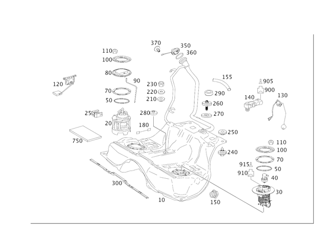 2164702601 - Fuel System: Fuel Tank for Mercedes-Benz: CL550, CL600 Image image