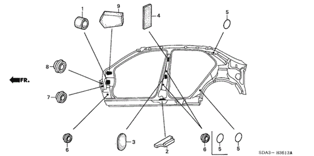 Grommet (Side) for 2006 Honda Accord #0