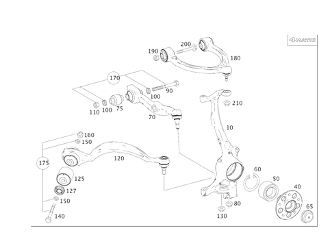 4MATIC&reg; Steering Knuckle & Control Arm for 2009 Mercedes-Benz CL65 AMG #0