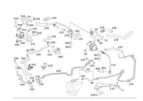 Heating Water Lines for a/C System in Rear and Aux. Heater or Heater Booster for 2012 Mercedes-Benz S400 #0