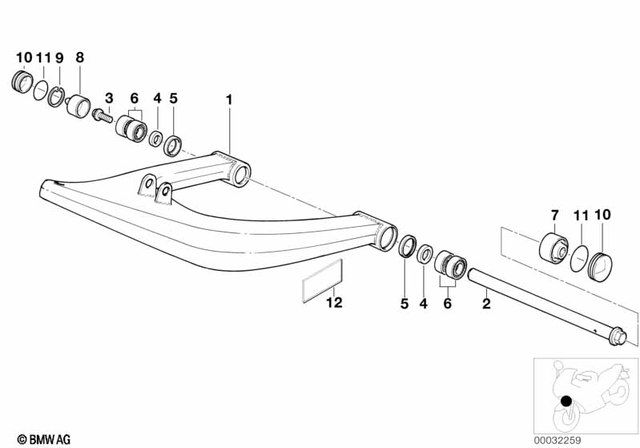 31422314501 - Front Axle, Front Suspension: Axle -  for BMW-Motorrad Image