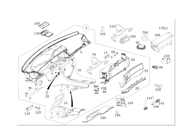 2166804187 - Panelling: Instrument Panel for Mercedes-Benz: CL550, CL600, CL63 AMG, CL65 AMG Image image