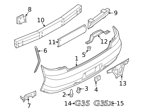 Bumper & Components - Rear for 2003 INFINITI G35 #1
