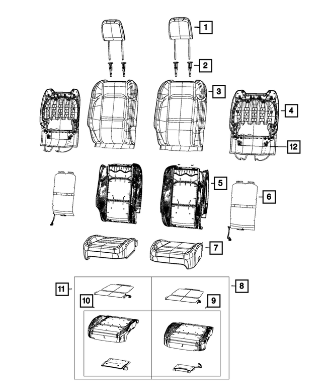 « 6PW34TX7AH – Interior Trim : Dossier De Siège Avant Couvercle, Côté Droit pour Mopar Image »