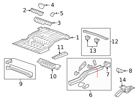 Rear Floor & Rails for 2017 GMC Acadia Limited #0