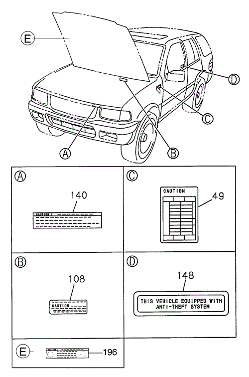 Caution Plate - Label (1) for 2001 Honda Passport #0