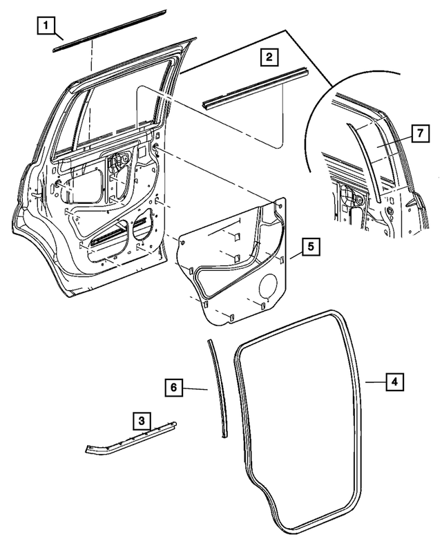 55362205AD - Doors and Related Parts: Rear Door Seal, Left for Mopar Image image