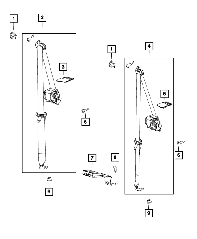 6SP24TX7AB - Restraints: 2nd Row Seat Belt And Retractor for Mopar Image