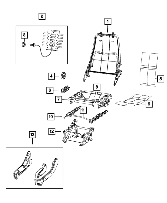 68236632AA - Interior Trim: Front Seat Back Frame for Ram: ProMaster 1500, ProMaster 2500, ProMaster 3500, ProMaster EV Image