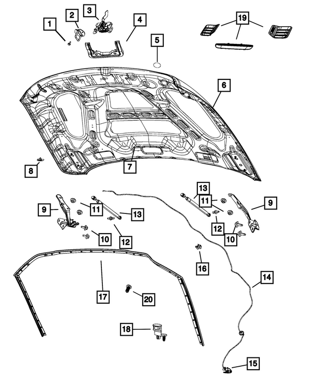 68361150AB - Body Sheet Metal Except Doors: Hood Latch for Mopar Image image