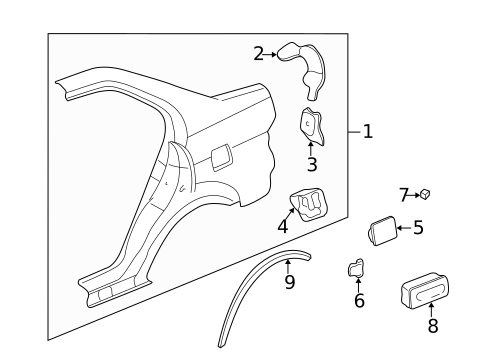 Quarter Panel & Components for 1998 Honda Civic #1
