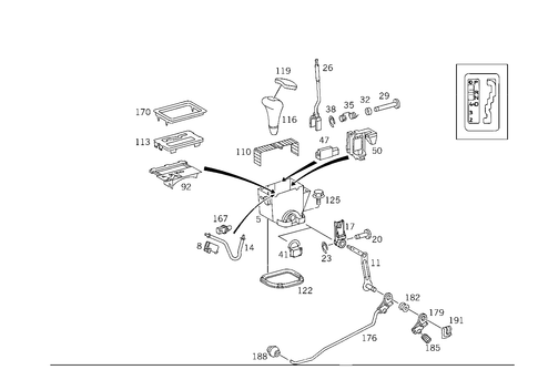 Floor Shift Used with Automatic Fivespeed Transmission 722.5 for 1997 Mercedes-Benz E420 #0