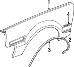 555735 - Body: Nameplate for Oldsmobile: 98, Custom Cruiser, Cutlass Cruiser, Cutlass Supreme, Delta 88, Omega, Toronado Image