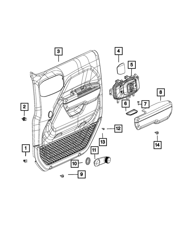 6RL54NR3AD - Interior Trim: Front Door Trim Armrest, Right for Mopar Image