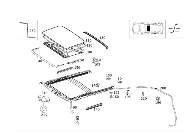 1647800040 - Sliding Roof: Trim, Roof for Mercedes-Benz: GL320, GL550, ML320, ML350, ML450, ML500, ML550, ML63 AMG, R320, R350, R500 Image image
