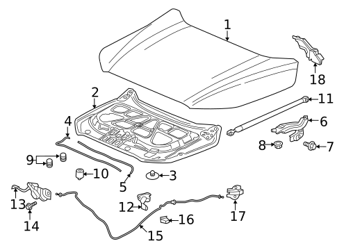 Hood & Components for 2017 GMC Acadia #0