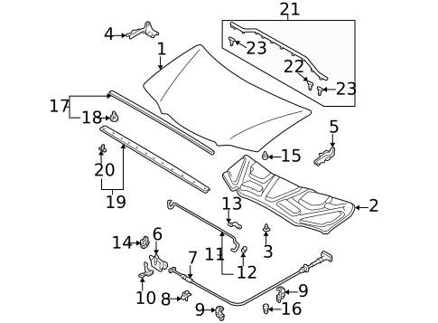 Hood & Components for 2001 Mazda MPV #0
