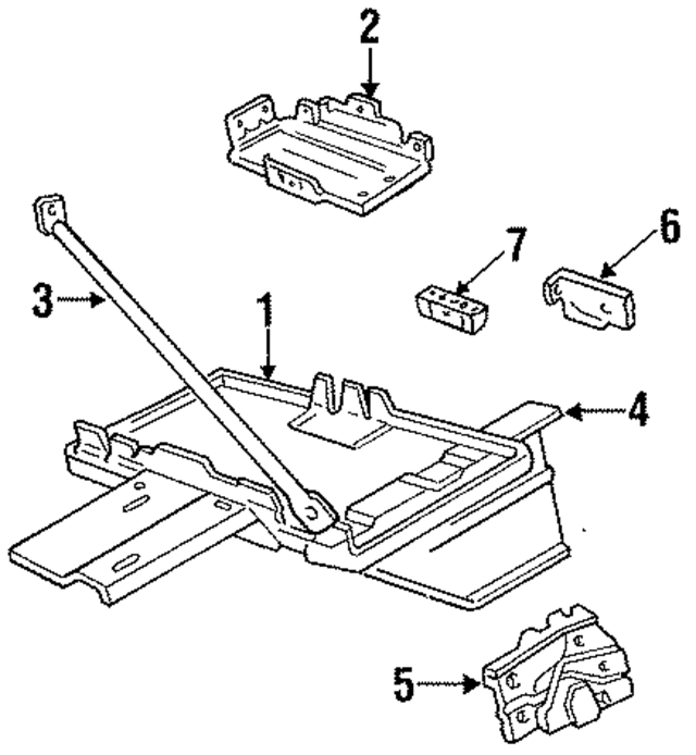E7TZ10N697A - Electrical: Battery Tray Brace for Ford: F-150, F-250, F-250 HD, F-350, F-Super Duty Image