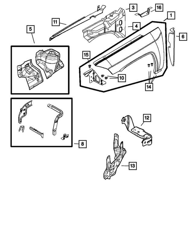 68079929AA - Body Sheet Metal Except Doors: Front Fender, Left for Mopar Image