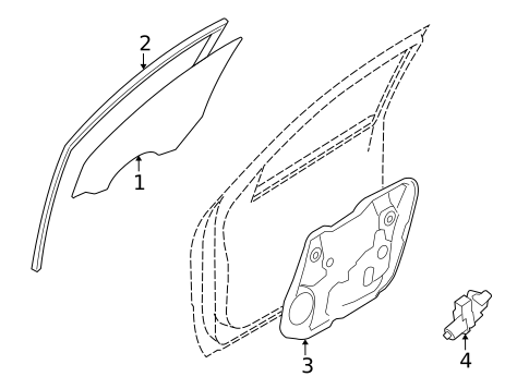 Glass - Front Door for 2009 Kia Borrego #0