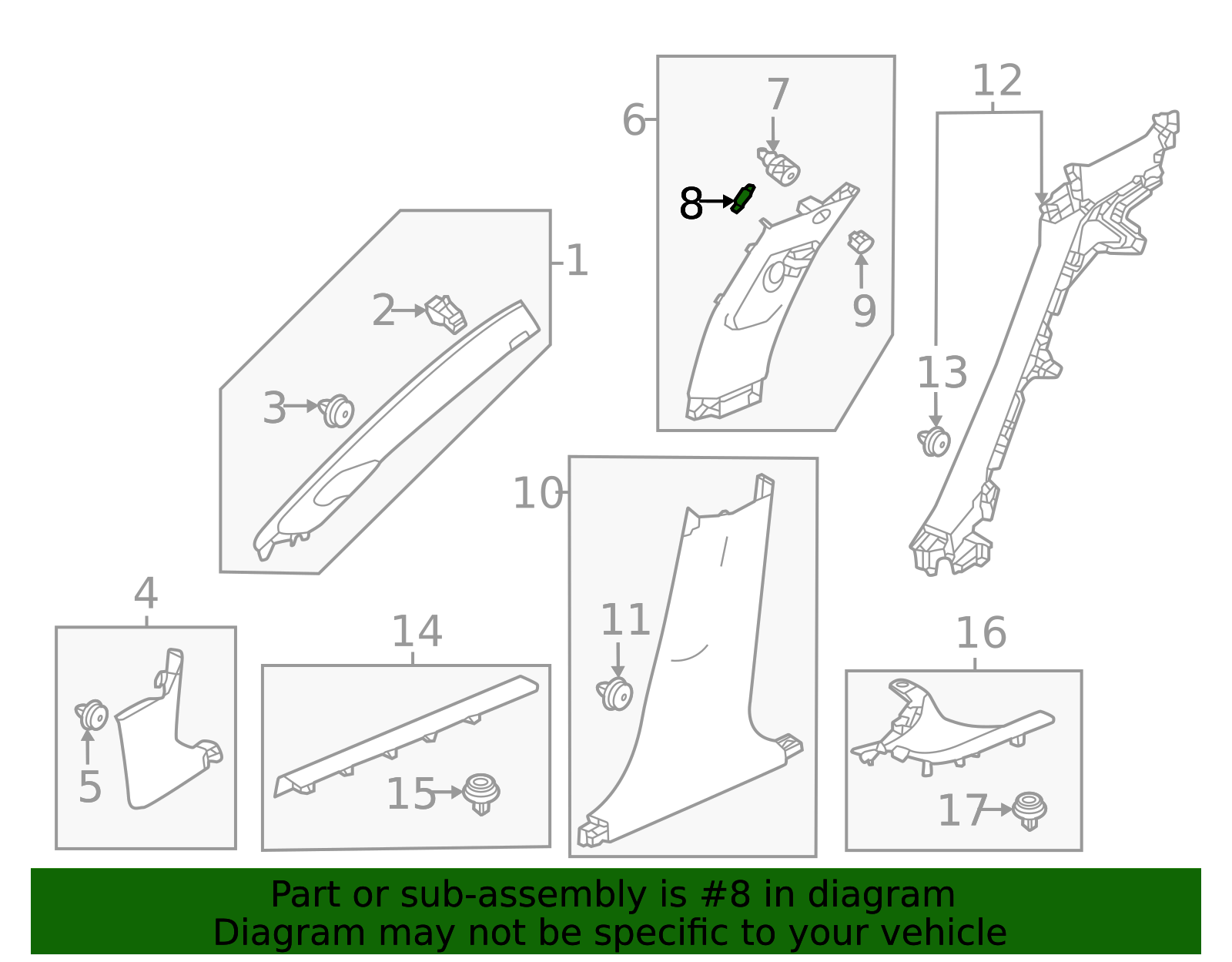 84114-T20-A01 - 2022-2025 Honda Civic - Upper Center Pillar Trim Spring ...