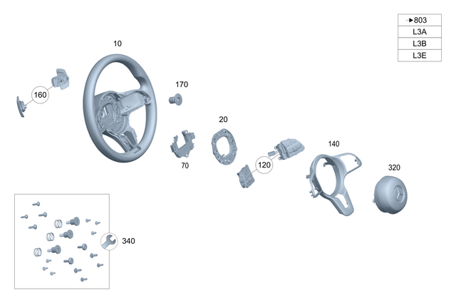 994603902 - Steering: Steering Wheel for Mercedes-Benz: 300C, 300CD, 350SD, C300, C43 AMG, CLS450, CLS53 AMG, E300, E350, E400, E43 AMG, E450, E53 AMG, E63 AMG S, EQE 350, EQE 350+, EQE AMG, GLA250, GLA35 AMG, GLA45 AMG, S500, S63 AMG E Performance Image image