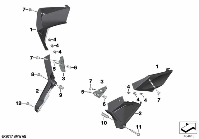 77318393418 - Frame and Mounting Parts: Cover Panel Frame Upper Section Right - Black/satin for BMW-Motorrad Image