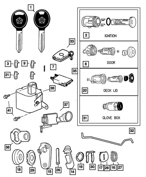 Lock Cylinders and Keys for 2004 Dodge Neon #0