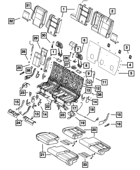 Rear Seats - Second Row for 2015 Jeep Grand Cherokee #7
