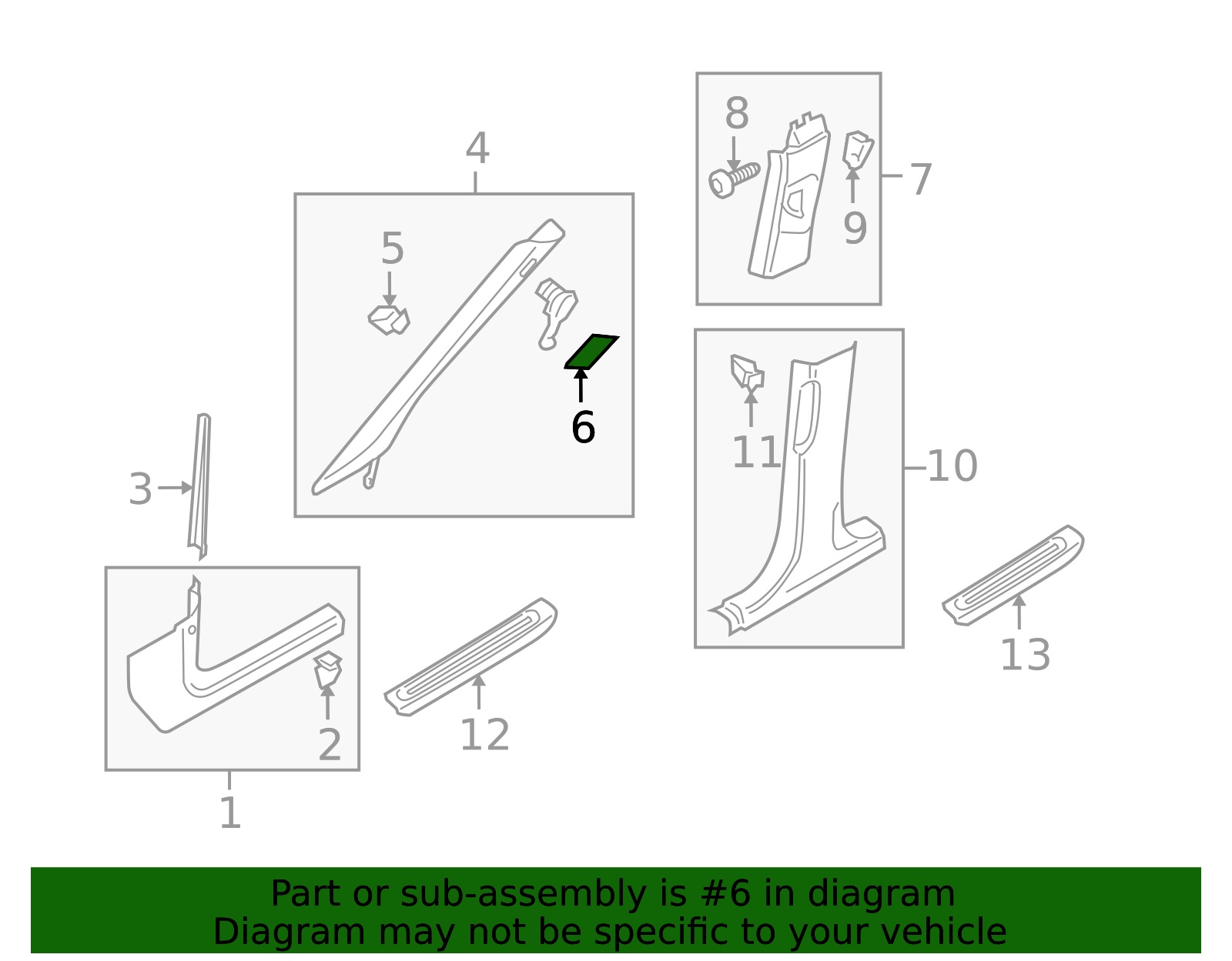 10 Pack Audi Interior Pillar Trim Clips - Silver Metal, Fits A3, A4, A5, A6, Q5, TT Models