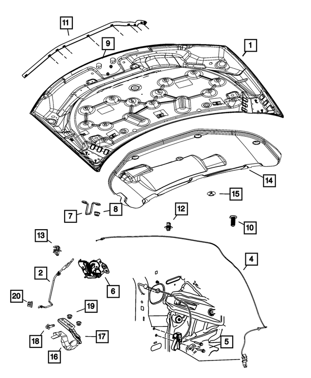 « 5074530AE – Body Sheet Metal Except Doors : Capot pour Mopar Image »