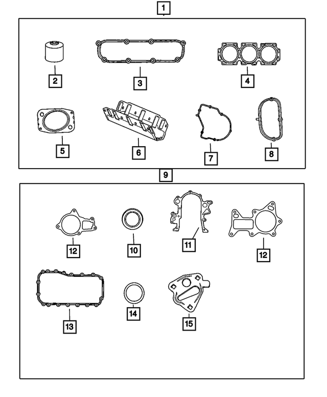 68029544AC - 3.3L Gas; Engine: Engine Lower Gasket Package for Mopar Image
