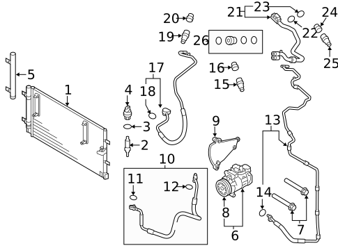 Condenser, Compressor & Lines for 2010 Audi S4 #2