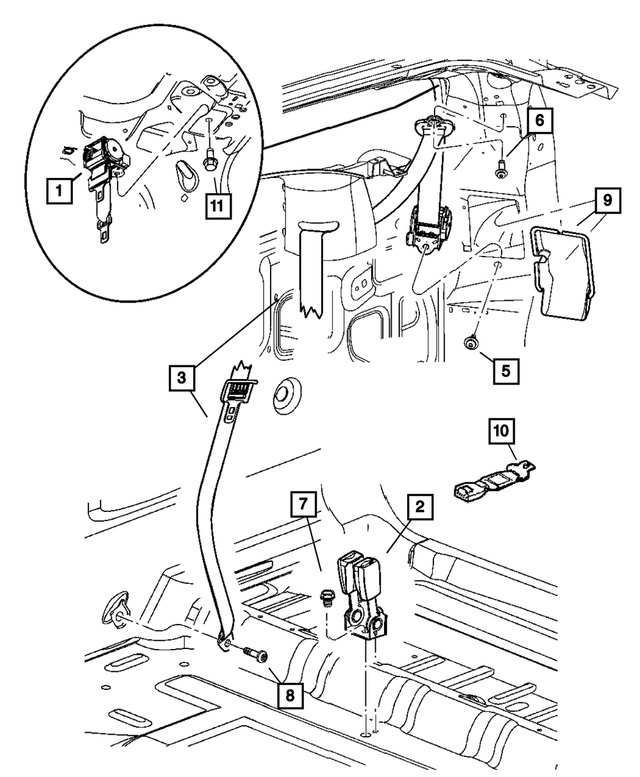 5HQ081J3AD - Restraints: Rear Inner Seat Belt, Center for Mopar Image