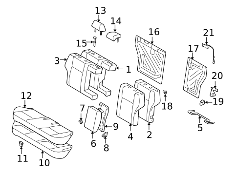Rear Seat Components for 2010 Toyota Corolla #0