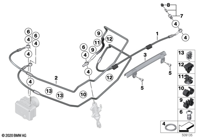 34328533906 - Brakes: Brake Circuit Pipe, Rear -  for BMW-Motorrad Image
