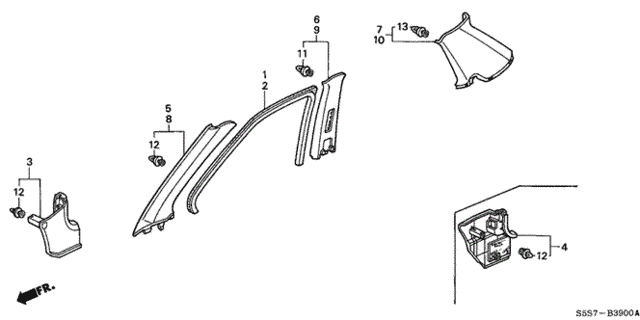 Pillar Garnish for 2003 Honda Civic #0