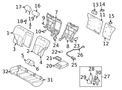 Rear Seat Components for 2012 Subaru Legacy #0