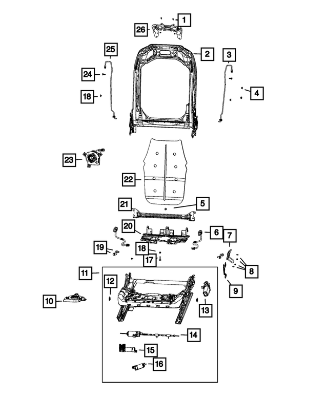 68376556AB - Interior Trim: Front Seat Back Frame for Mopar Image