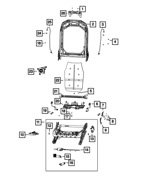 Front Seats - Adjusters, Recliners, Shields and Risers for 2022 Jeep Grand Cherokee #2