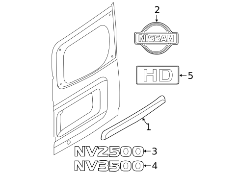 Exterior Trim - Back Door for 2019 Nissan NV1500 #0