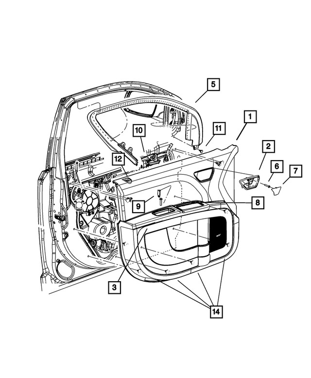 1QF241XXAH - Interior Trim: Front Door Trim Panel, Right for Mopar Image