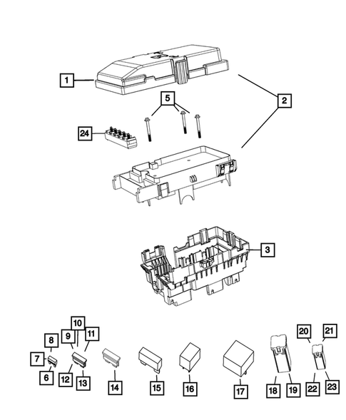Power Distribution Center, Fuse Block, Junction Block, Relays and Fuses for 2015 Jeep Cherokee #0