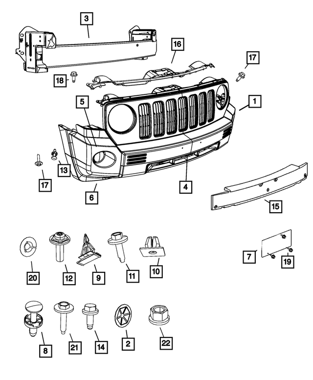 68021303AB - Frame, Bumper and Fascia: Front Fascia for Mopar Image