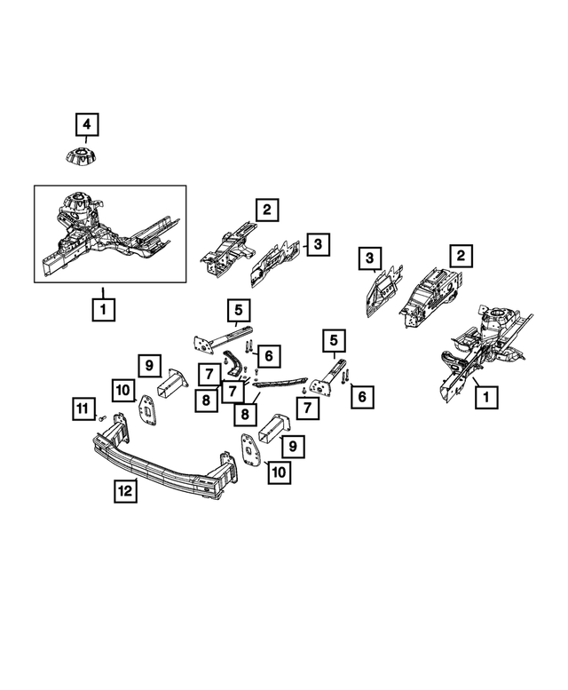 68406547AA - Frame, Bumper and Fascia: Inner Load Path Beam, Right for Mopar Image image