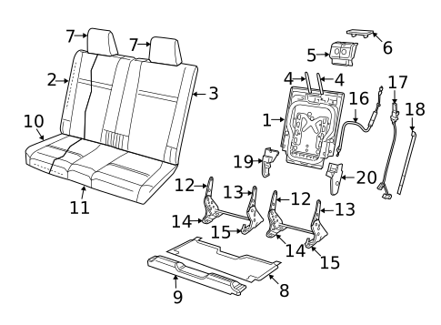 Rear Seat Components for 2010 Dodge Journey #1