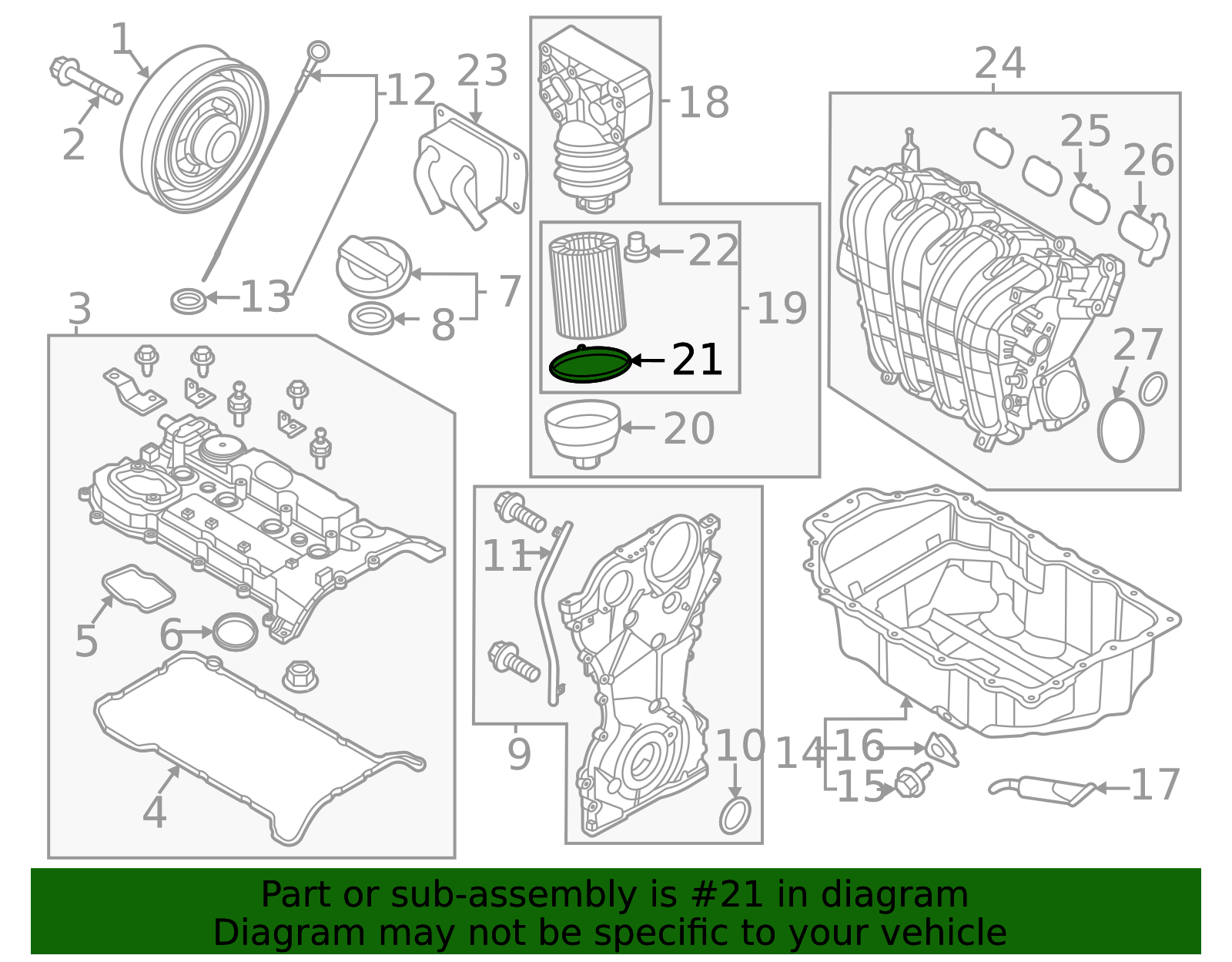 2020-2025 Hyundai Engine Oil Filter Housing Cover Gasket 26331-2J000 ...