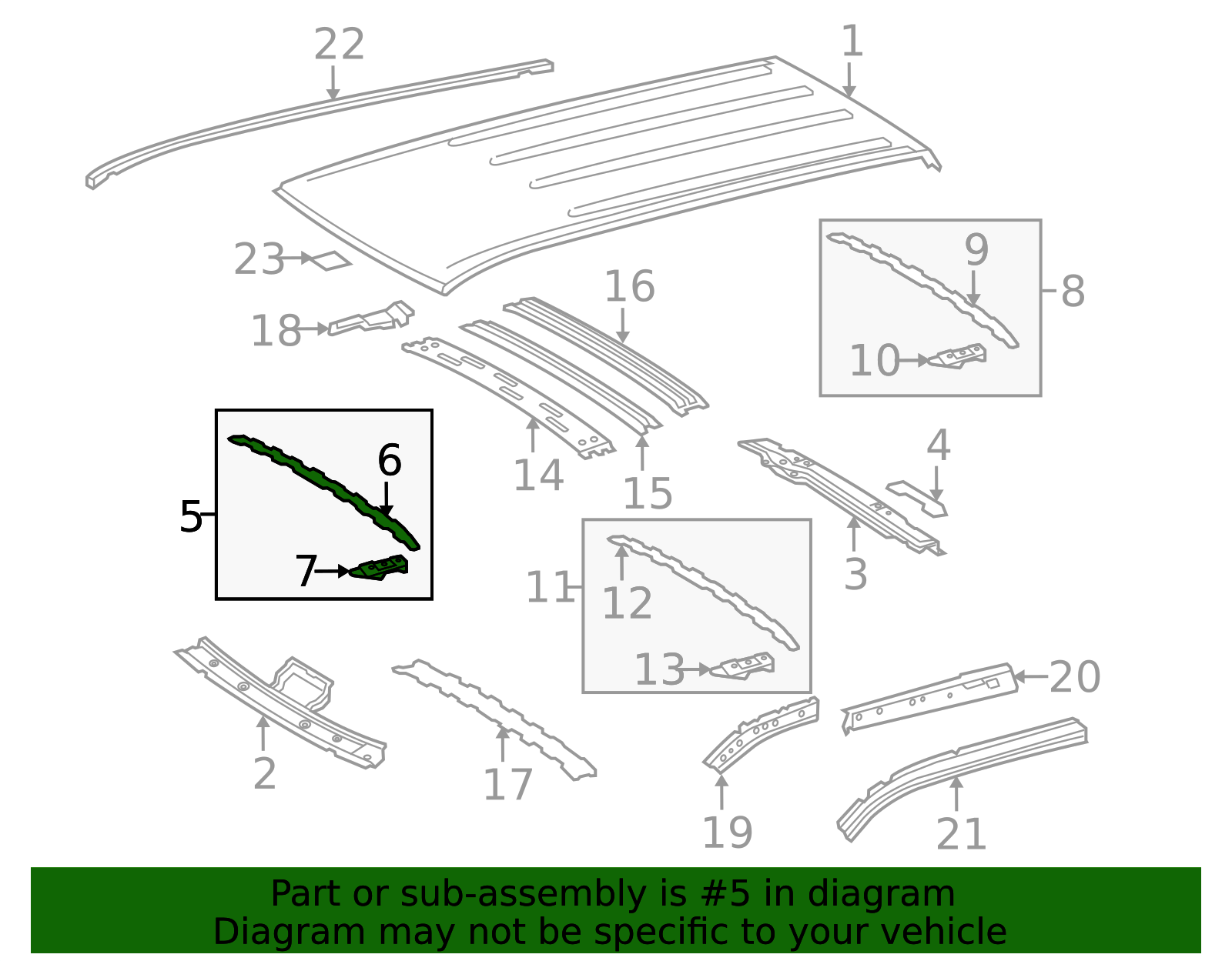 2008-2012 Toyota Sequoia Roof Panel Reinforcement 63106-0C010 | OEM ...