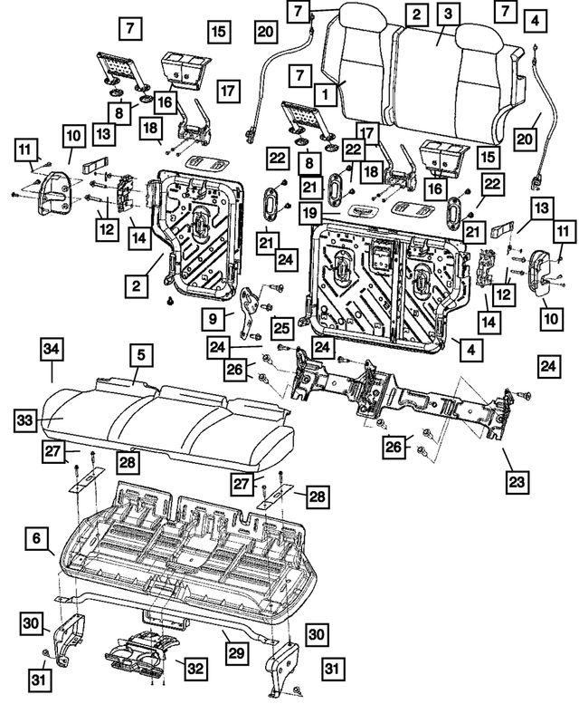 « 1GK621D5AA – Interior Trim : Dossier De Siège Arrière Housse pour Mopar Image »