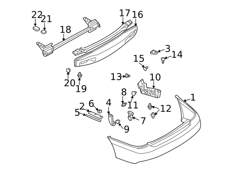 Bumper & Components - Rear for 2004 Subaru Legacy #1